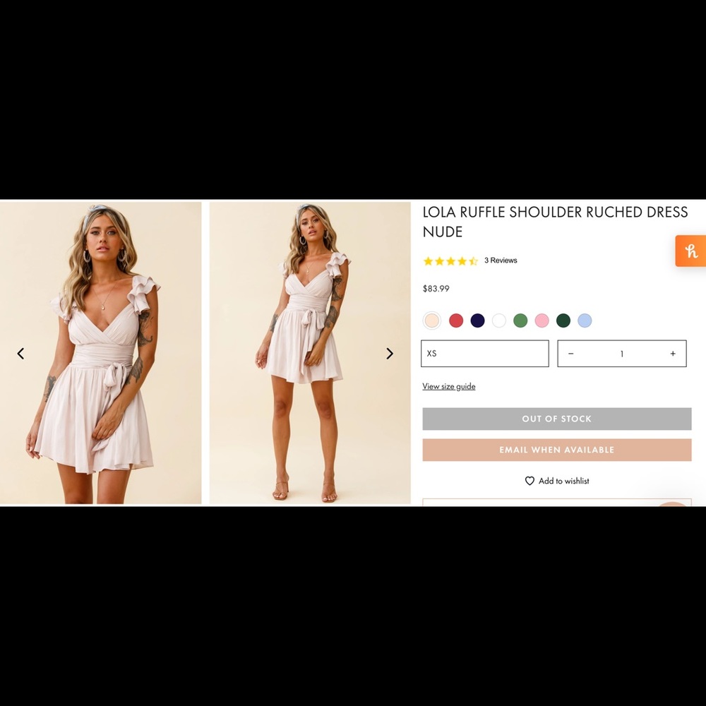 Selfie Leslie Lola Ruffle Shoulder Ruched Dress Nude